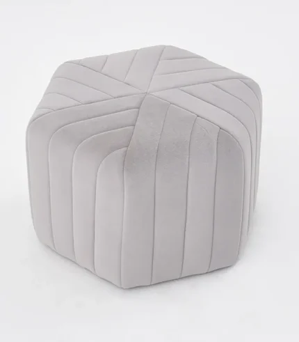 Velvet Wide Hexagonal Pouf Ottoman